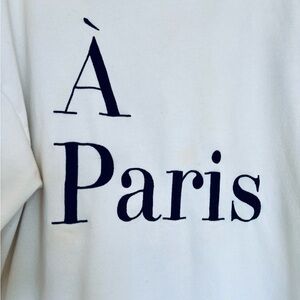 H&M White Jersey with Navy 'À Paris' Print